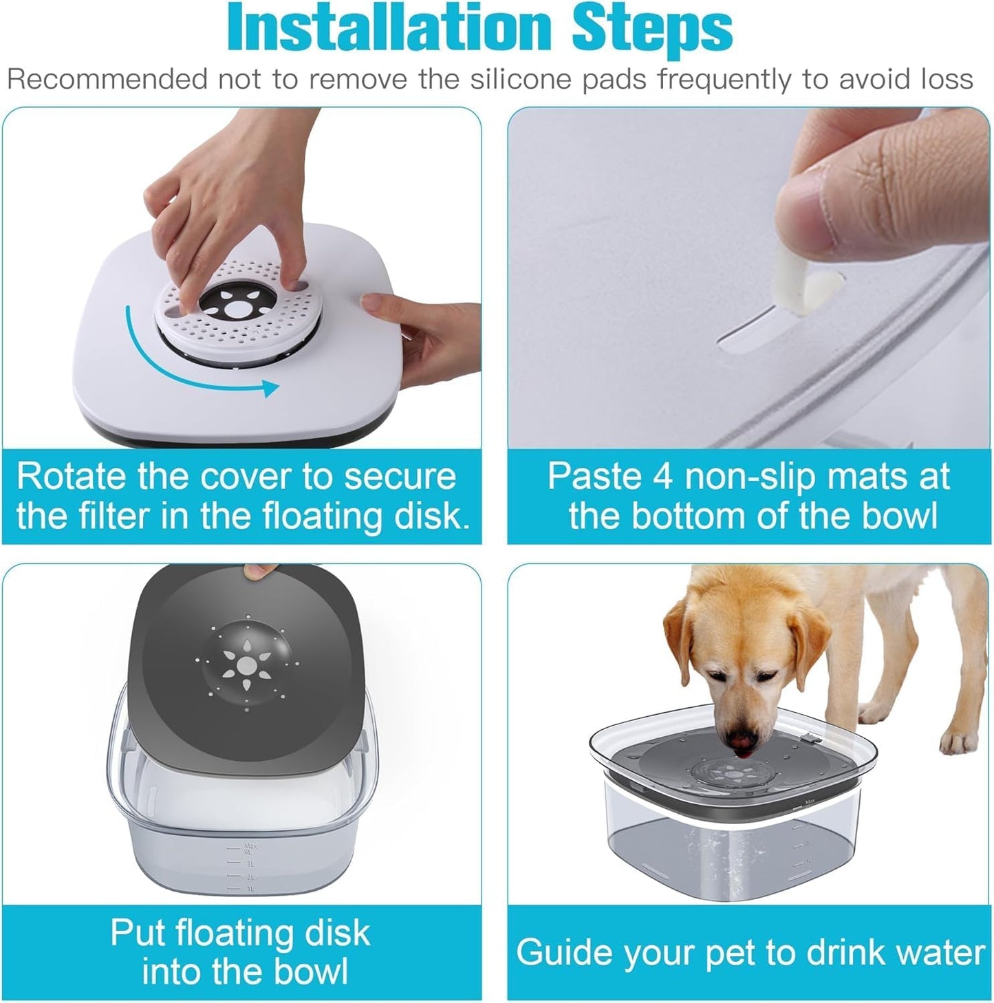 UPSKY 70oz Dog Water Bowl 2L No Spill Dog Bowls Large Capacity Spill Proof Slow Water Feeder, No Splash Pet Water Dispenser Vehicle Carried Travel Slow Drinking Bowl for Messy Drinkers