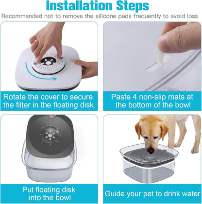 UPSKY 70oz Dog Water Bowl 2L No Spill Dog Bowls Large Capacity Spill Proof Slow Water Feeder, No Splash Pet Water Dispenser Vehicle Carried Travel Slow Drinking Bowl for Messy Drinkers