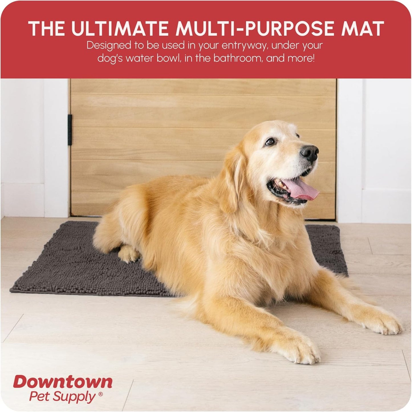 My Doggy Place Dog Mud Mat, 36"x26" Ash – Thick Microfiber Entry Rug for Snow, Mud & Salt – Absorbent, Quick-Dry, Washer-Safe & Non-Slip, Large