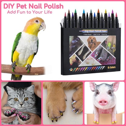 OLINGYOU 15 Colors Dog Nail Polish Pens Quick Dry, Pet Nail Polish Set for Dogs DIY Dogs Puppy Nails, Dog Safe Nail Polish Non Toxic, Odorless, Easy to Apply