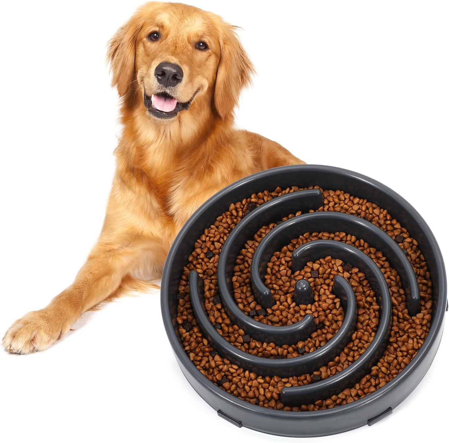 Slow Feeder Maze Puzzle Bowl - Large Dog Non Slip Interactive Food Dishes - Bloat Stop, Choking Prevention - Pink