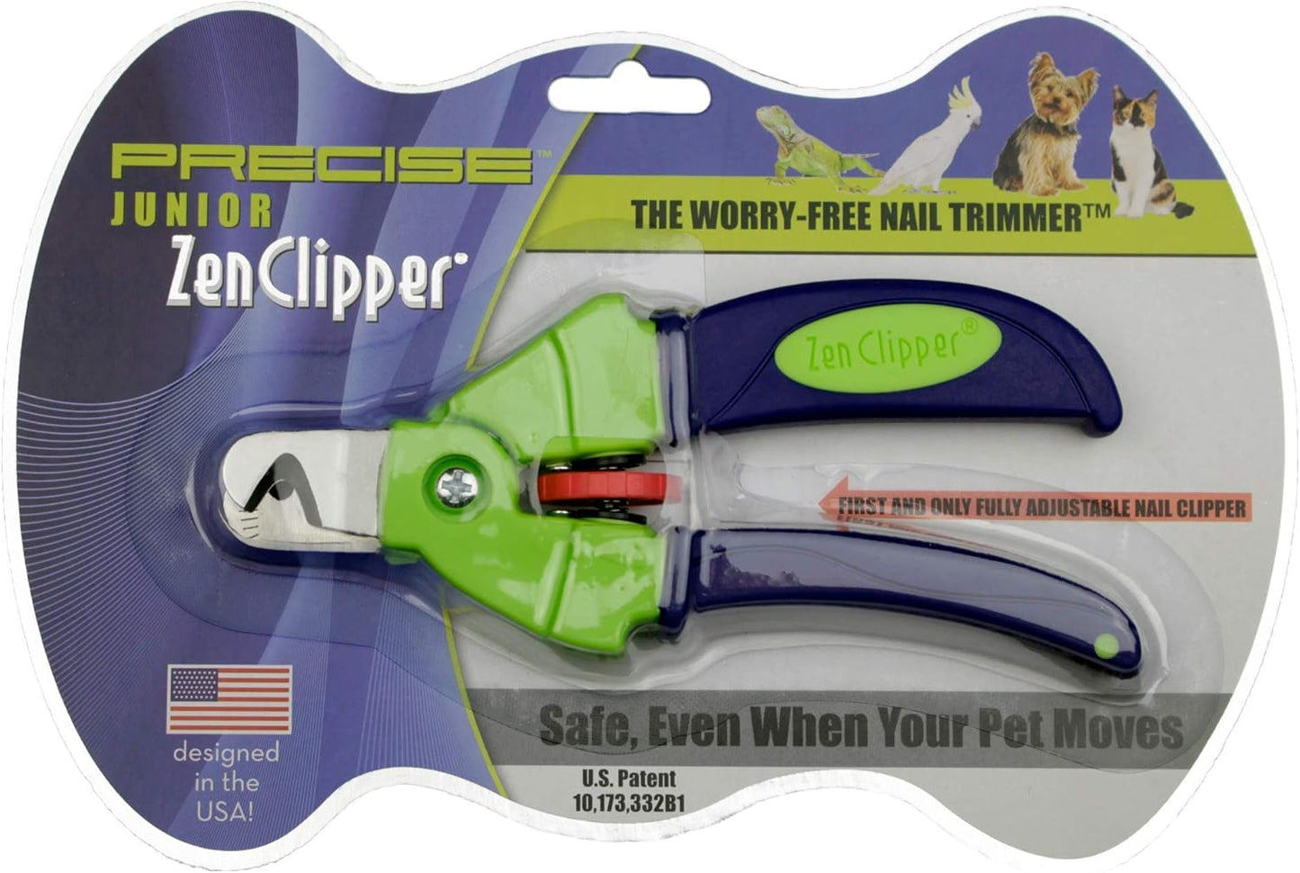 Zen Clipper Precise Safer Pet Nail Trimmer - Fully Adjustable Pet Nail Clipper for Dogs and Cats - Clips only The Amount of Nail You Chose Quick, Clean and Quiet Cut - Patented (Junior)