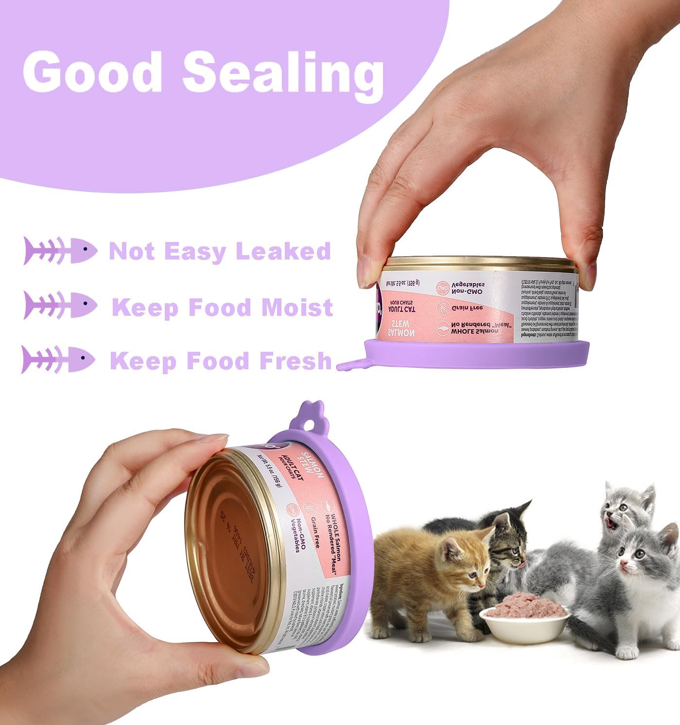 COMTIM Cat Food Can Covers Lids for 5.5 oz Cans, 2 Pack Silicone Cat Food Can Lids for 5.5 oz 5.3 oz Cans...Pet Food Can Covers Reusable Can Toppers Savers for Wet Food