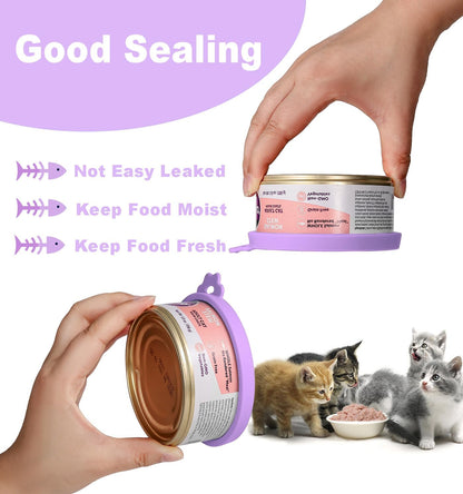 COMTIM Cat Food Can Covers Lids for 5.5 oz Cans, 2 Pack Silicone Cat Food Can Lids for 5.5 oz 5.3 oz Cans...Pet Food Can Covers Reusable Can Toppers Savers for Wet Food