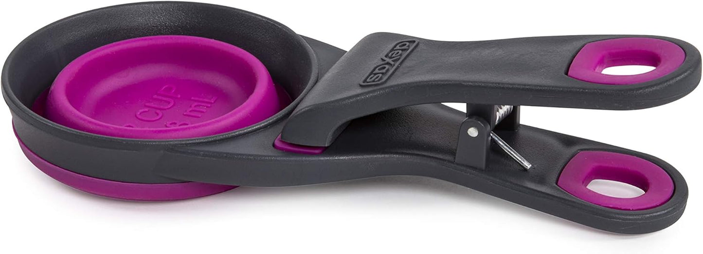 Dexas Pets Collapsible KlipScoop Collapsible Dry Dog Food Scoop and Dog Food Bag Clip, 1 Cup Capacity, Pro Blue