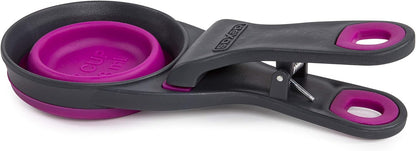Dexas Pets Collapsible KlipScoop Collapsible Dry Dog Food Scoop and Dog Food Bag Clip, 1 Cup Capacity, Pro Blue