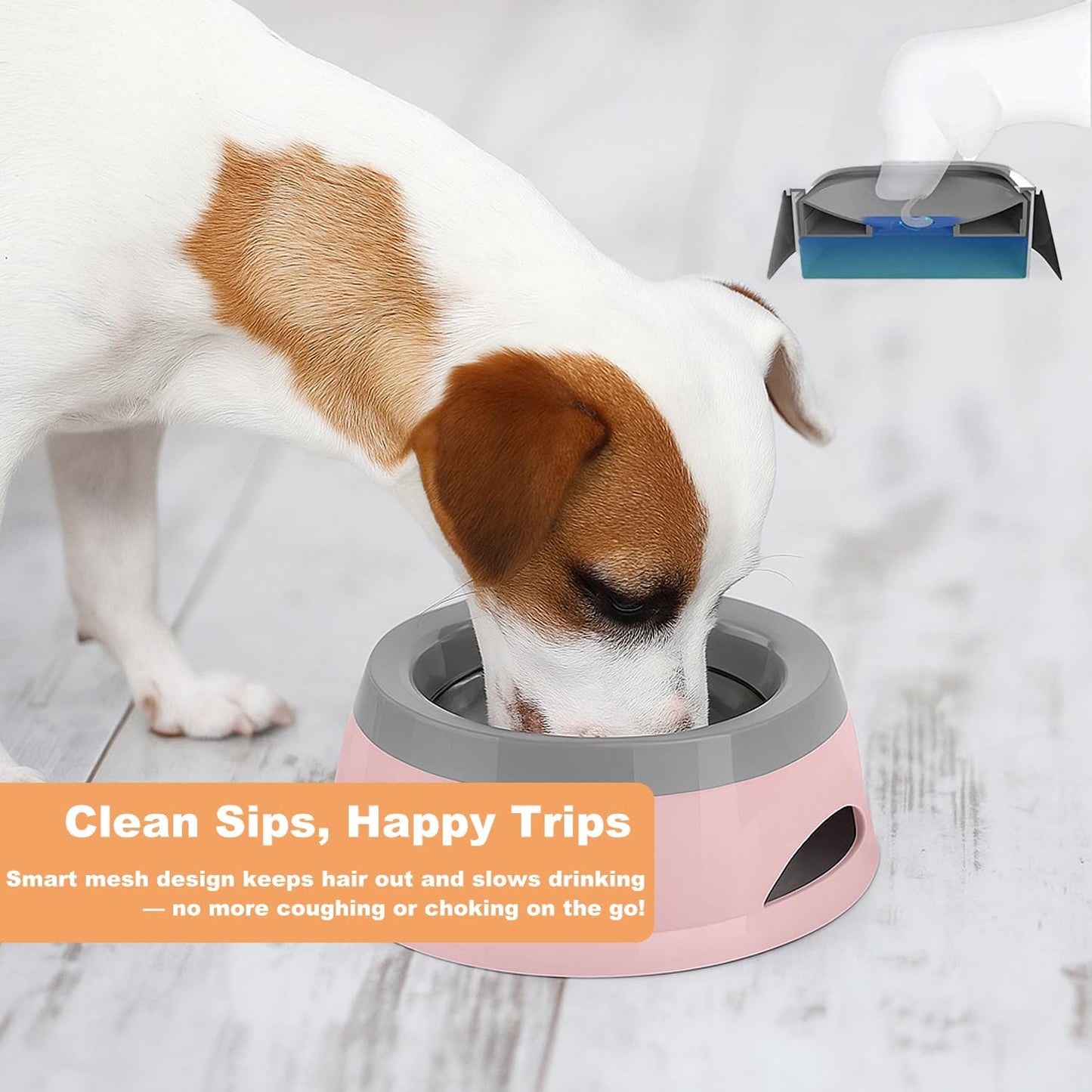 Pets No-Spill Slobber Stopper Water Bowl,Splash Proof Drinking Bowl for Home and Travel,No Messy No Drip No Sloppy Water Bowl for Sm-Med Dogs/Cats/Pets 25OZ