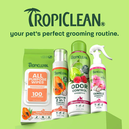 TropiClean Deshedding Dog Shampoo, Fast-Acting Shedding Control & Coat Softener, Puppy Safe, Made in USA, Lime & Coconut Scent, Cat Friendly, 20oz.