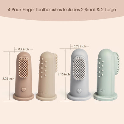 Moonkie Baby Finger Toothbrush Tongue Oral Cleaner Kit for 3 Months +, 3 Pcs (Clay/Ivory/Clay)