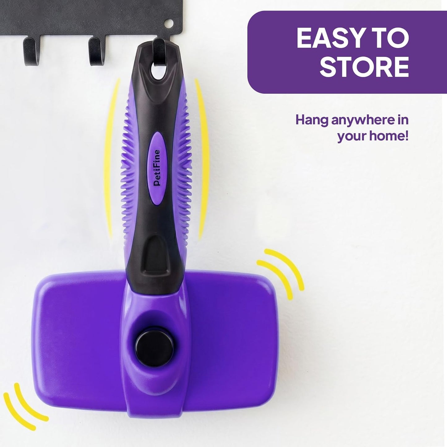 PetiFine Self Cleaning Slicker Brush for Dogs and Cats,Skin Friendly Dog Brush for Shedding Massaging and Grooming, Deshedding Grooming Tool for Long and Short Haired Pets