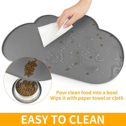 Ptlom Silicone Pet Placemat for Dogs and Cats, Non-Slip Waterproof Dog Feeding Bowl Mats for Food and Water, Small Medium Large Pet Puppy Tray Mat Prevent Residues from Spilling onto The Floor, Beige