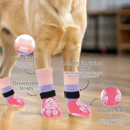 EXPAWLORER Anti Slip Dog Socks to Prevent Licking Paws, Dog Shoes for Hot Pavement Walk, Dog Booties for Hardwood Floors, Dog Boots & Paw Protectors with Grippers for Small Medium Large Senior Dogs M