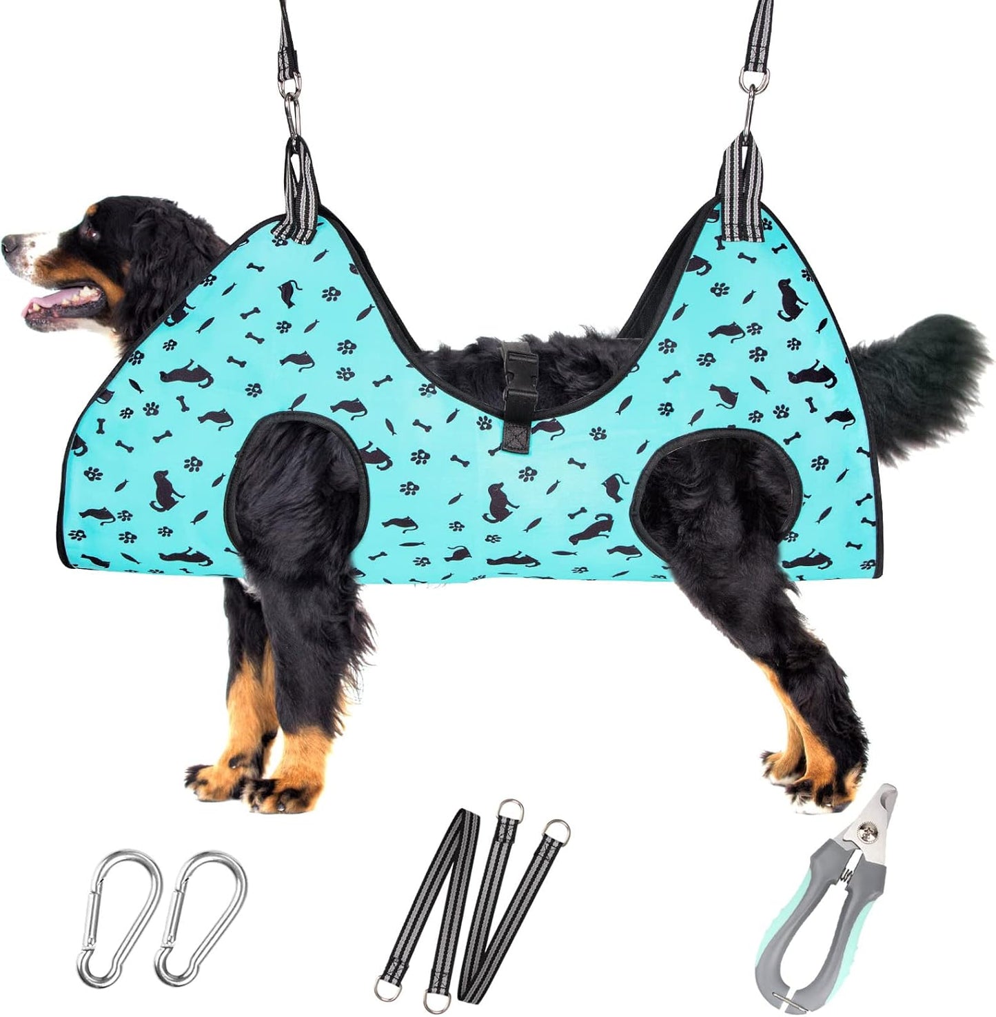 ATESON Pet Grooming Hammock with Nail Clippers/Nail Trimmers/Grooming Scissors, Dog Grooming Harness for Nail Trimming, Pet Grooming Sling Helper
