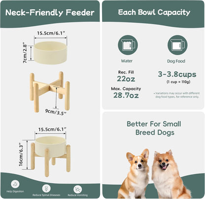 Havniva 8.3inch Ceramic Raised Dog Bowl with Stand, Elevated Dog Bowls for Large Breed Dog Food and Water Bowl Non-Slip Dog Dish Large Capacity Feeding Pet Water Bowl