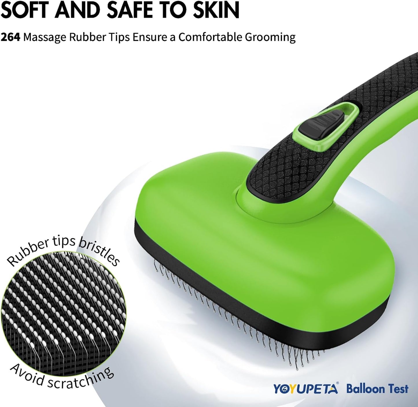 Cat Brushes for Indoor Cats - Self Cleaning Slicker Brush for Shedding Short & Long Haired Dogs, Skin Friendly Deshedding Grooming Tool to Removes Loose Fur, Mats,Tangles & Undercoat, Gray