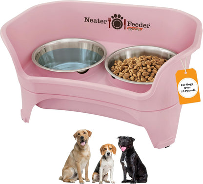 Neater Feeder Express Mess Proof Dog Bowls Elevated for Small Breeds under 15 Lb, Made in USA, No Spill Raised Dog Food Bowl Stand, Stainless Steel Food and Water Bowl Set, Feeding Station, Cappuccino