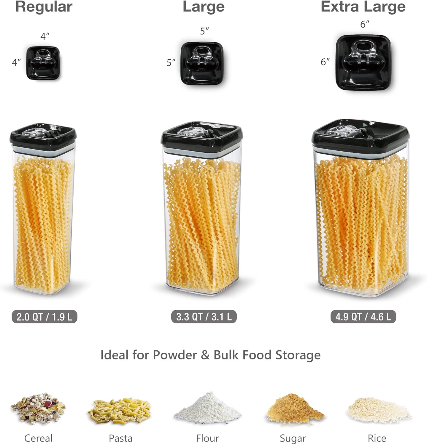 Felli Flip Tite Pet Food Container with Airtight Lids, BPA FREE Acrylic Canister with Paw Bone Fish Flip Top Handles for Cat Dog Kibble Treats Storage, Keep Fresh (Pet Collection Nest-L3pk)