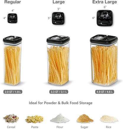 Felli Flip Tite Pet Food Container with Airtight Lids, BPA FREE Acrylic Canister with Paw Bone Fish Flip Top Handles for Cat Dog Kibble Treats Storage, Keep Fresh (Pet Collection Nest-L3pk)