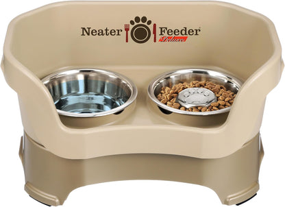 Neater Pet Brands Neater Feeder Deluxe Mess Proof Dog Bowls Elevated for Large Dogs Over 40 lbs, Made in USA, No Spill Raised Dog Food Bowl Stand Feeding Station, Food and Water Bowl Set, Black