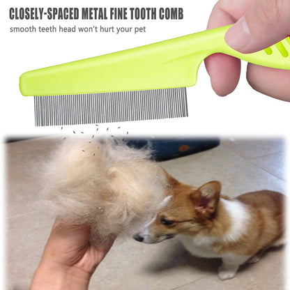 Cat & Dog Grooming Set - Fine Tooth Comb for Removing Dandruff Flakes & Hair (Blue)