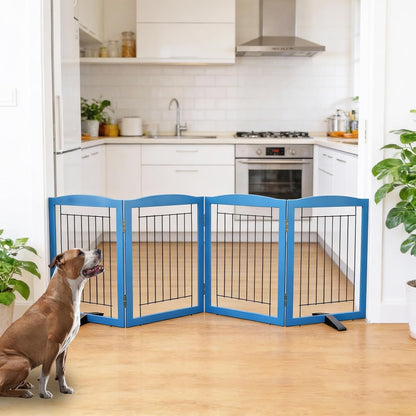 ZJSF Freestanding Dog Fence Indoor, Foldable Dog Gate for Doorways, Stairs or Hallways, Sturdy Wood Extra Wide Pet Gate with Support Feet for The House, White, 24 "Height-3 Panels