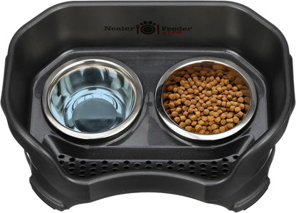 Neater Pet Brands Neater Feeder Deluxe Mess Proof Dog Bowls Elevated for Large Dogs Over 40 lbs, Made in USA, No Spill Raised Dog Food Bowl Stand Feeding Station, Food and Water Bowl Set, Black