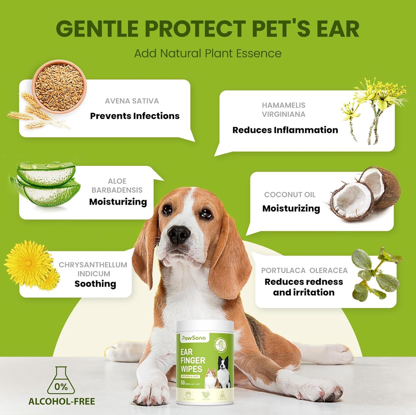 Ear Finger Wipes for Dogs & Cats, Thicker Dog Ear Cleaner Wipes, Natural Relief Cat Ear Cleaner Dog, Pet Health Supplies for Dog Small Animal Cat, Aloe Scent Deodorizing - 50 Count