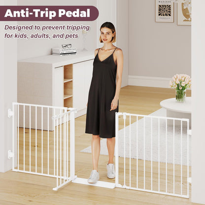 29.4-78" Extra Wide Baby Gate, Long Dog Gates Indoor for Doorways Stairs, Essential Large Safety Gate for Child Toddler with Anti-Trip Pedal, Adjustable Pet Gate, 28" Tall 3 Metal Panels Black