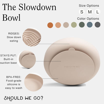 Should We Go? Slow Feeder for Dogs & Puppies, The Slowdown Bowl Silicone Slow Eating, Modern Lick Mat Design, Reduces Gulping, Fits 2 Cups, 7.5” Across x 1.5” Tall, Mealtime Challenge, Medium-Blush
