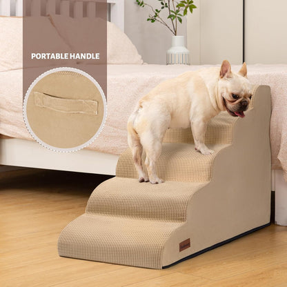 Aodisman 3-Step Dog Ramp and Stairs for Sofa and Chair - Non-Slip Sturdy Pet Steps for Small Dogs and Cats,15.7" H,Grey