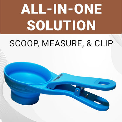 MeasureMate Pet Food Scoops with Bag Clip for Dog and Cat - 3-in-1 Multi-Function Collapsible Food Measuring Cup - 1 Cup Capacity, 8oz, Green - Dishwasher Safe