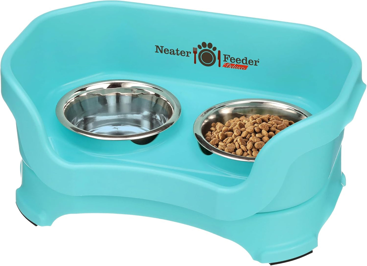Neater Pet Brands Neater Feeder Deluxe Mess Proof Dog Bowls Elevated for Large Dogs Over 40 lbs, Made in USA, No Spill Raised Dog Food Bowl Stand Feeding Station, Food and Water Bowl Set, Black