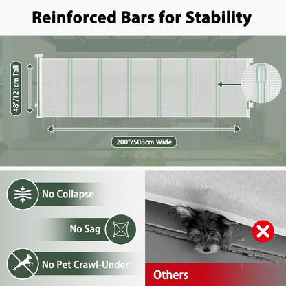 250" Reinforced Extra Wide Baby Gate Retractable Dog Gate, 21ft Extra Long Baby Gate Retractable Gates for Dogs, 48" Extra Tall Pet Gate Retractable Fence Outdoor Gate for Deck/Garage/Patio, Black