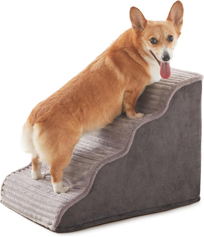 Laojin Balhen Dog Stairs for Small Dogs & Cats 15.7" H, High Density Foam Dog Steps Ramp for Couch Sofa and Chair, Pet Stairs with Non-Slip Bottom and Remove Washable Cover, 3-Step Pet Steps, Beige