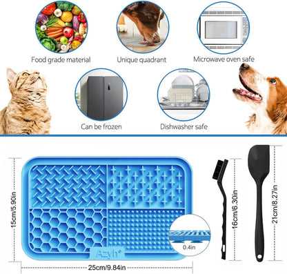 Azyh Licking Mat for Dogs & Cats 2 Pack, Slow Feeder Lick Pat for Large Dogs and Puppies, Anxiety Relief Dog Toys Feeding Mat for Butter Yogurt Peanut, Pets Bathing Grooming Training Mat (9.9'' × 6'')