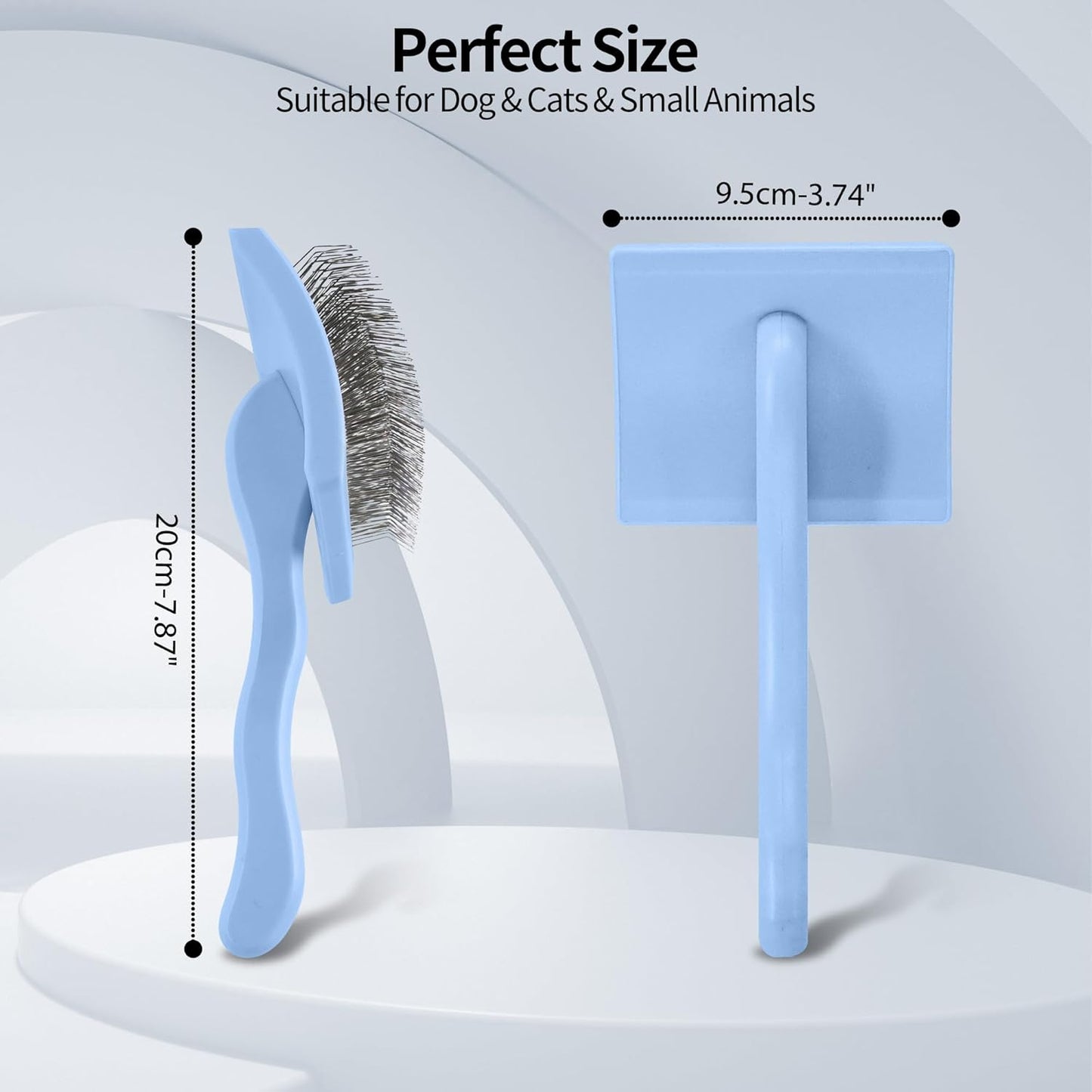 Pet Slicker Brush for Long & Short Hair - Detangling Tool for Dogs & Cats - 135° Angled Stainless Steel Pins, Curved Handle - Gentle Grooming for Small/Medium/Large Breeds (Lavender)