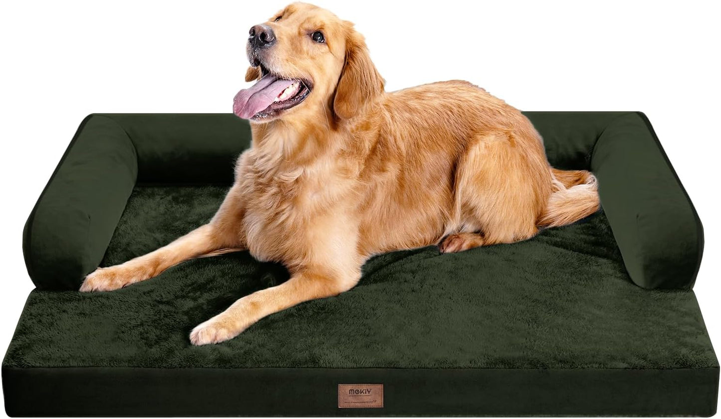 Large Dog Bed Orthopedic Washable - Beds Bolster - Medium XL XLarge Big Dogs - Memory Foam Couch Sofa - Waterproof with Removable Cover