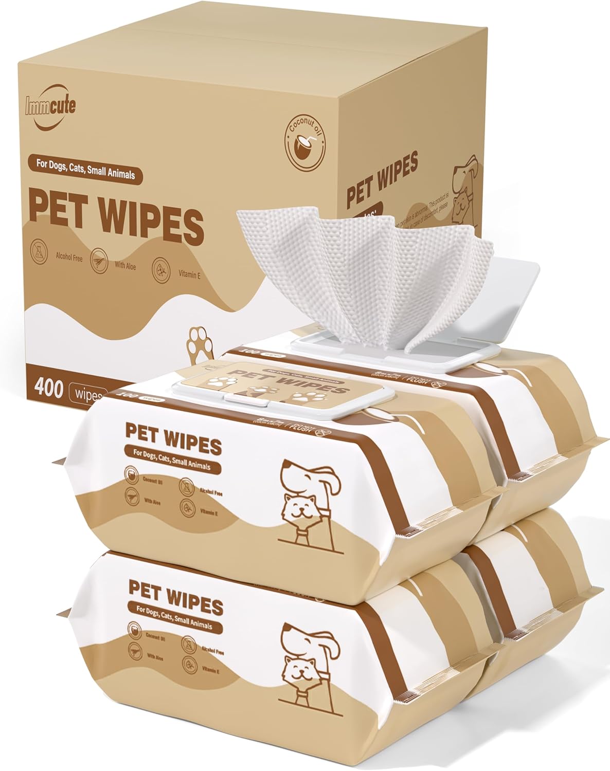 32 PCS Unscented Extra Thick Pet Bathing Wipes for Dogs & Cats, Dog Wipes Washing Gloves, Cleaning & Deodorizing Grooming Gloves for Daily Care and Traveling with EDI Water, Glycerin, Aloe Extract