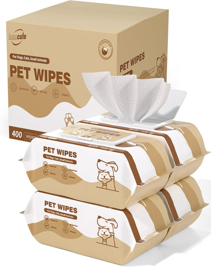 32 PCS Unscented Extra Thick Pet Bathing Wipes for Dogs & Cats, Dog Wipes Washing Gloves, Cleaning & Deodorizing Grooming Gloves for Daily Care and Traveling with EDI Water, Glycerin, Aloe Extract