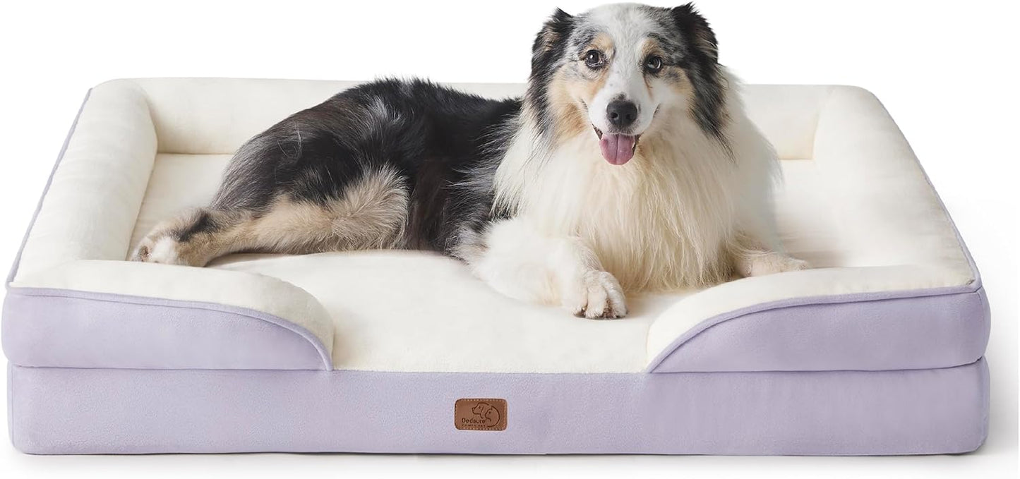 Bedsure Orthopedic Dog Bed Medium Size Dogs - Washable Small Medium Dog Cat Bed Waterproof, Comfort Cats Couch Sofa with Washable Removable Cover, Pets Bed with Nonskid Bottom, Grey, 28"