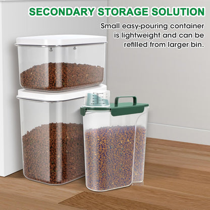 TBMax Dog Food Storage Container 5-7 lbs, Airtight Cat Food Container with Larger Spout & Measuring Cup, Portable Pet Food Storage Dispenser for Small Animal Kibble Storage, Bird Seed Container