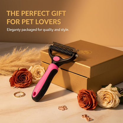 Sakerplus Dog Brush Tool Dog Brush for Shedding, Dual-Sided 9/17 Teeth Deshedding Dogs Brushes, Undercoat Rake for Dogs and Cat Brush (2, Pink, Large+Small)