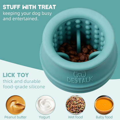 Dog Enrichment Treat Toy, Long-Lasting Wobbly Interactive Freeze Lick Toys for Dogs, Stuffable Puzzle Feeder Toy for Boredom, Silicone Treat Dispensing Chew Toy (Baby Blue,S)