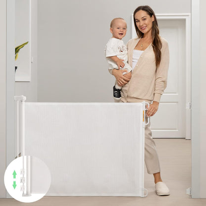 Momcozy Retractable Baby Gate, Mesh Baby Gate or Mesh Dog Gate, 33" Tall,Extends up to 71" Wide, Child Safety Gate for Doorways, Stairs, Hallways, Indoor/Outdoor
