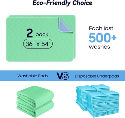 4 Pack 24” x 24” Extra Heavy Absorbency Washable Underpads, Waterproof Nursing Pads Incontinence Bed Pads, Reusable Washable Pee Pads for Dogs, Diaper Changing & Adults, Washable Puppy Pads