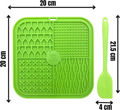 BPA-Free Silicone Dog Lick Mat with Spatula – Slow Feeder Enrichment Mat for Dogs & Cats – Strong Suction, Grooming Distraction, Freezer & Dishwasher Safe