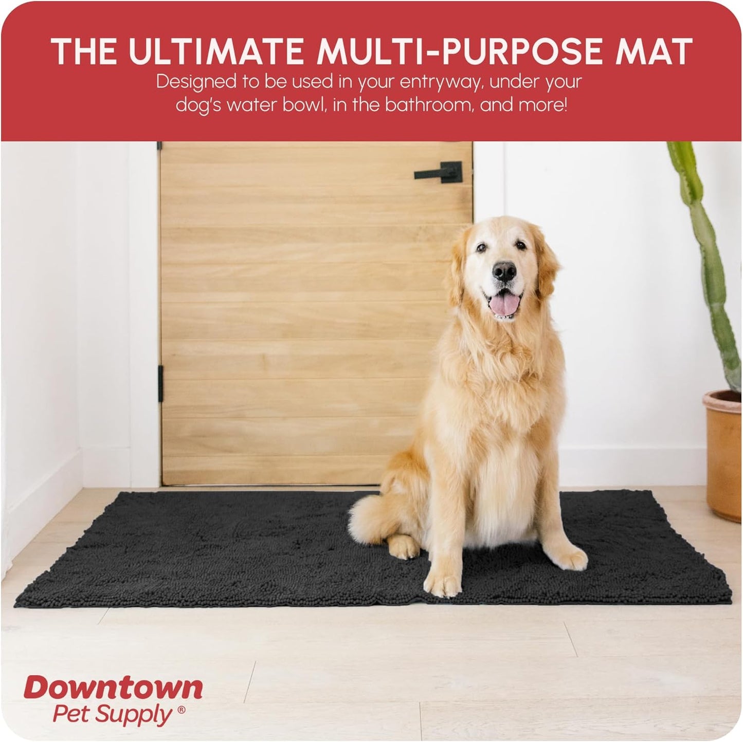 My Doggy Place Dog Mud Mat, 36"x26" Ash – Thick Microfiber Entry Rug for Snow, Mud & Salt – Absorbent, Quick-Dry, Washer-Safe & Non-Slip, Large