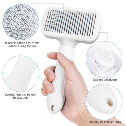 Self-Cleaning Slicker Brush, Dog Cat Bunny Pet Grooming Shedding Brush, Easy to Remove Loose Undercoat, Pet Massaging Tool Suitable for Pets with Long or Short Hair (Black)