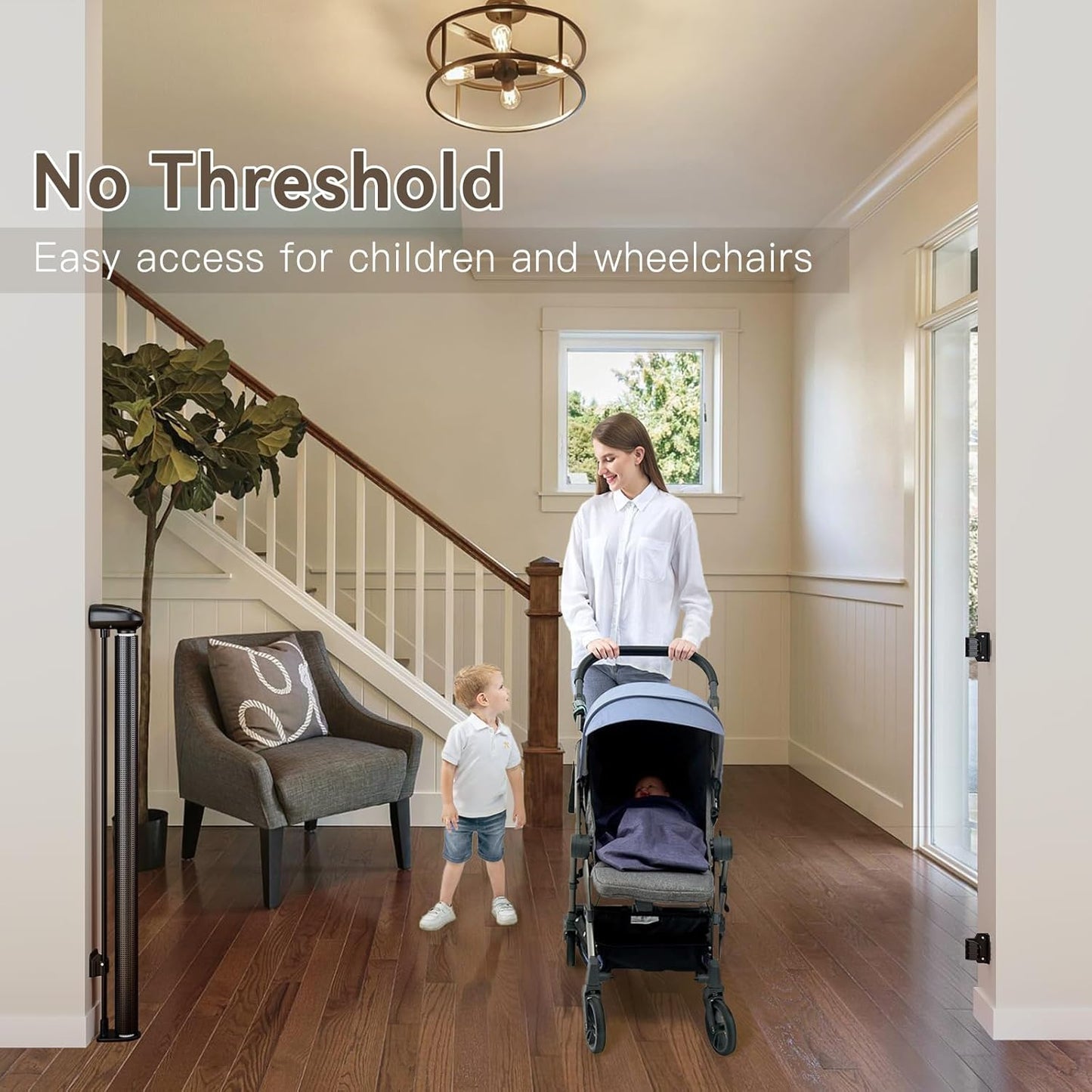 Uamector 138-Inch Extra Wide Retractable Baby Gate & Dog Gate, Reinforced Mesh Safety Gate Adjustable for Large Openings - Stairs, Doorways, Hallways - Indoor/Outdoor Use