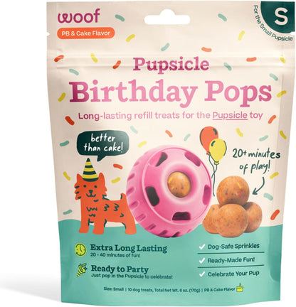 WOOF Pupsicle Refill Pops - Low-Mess Dog Snacks - with Peanut Butter and Beef - Dog Treats - Long Lasting - Large Pops - 7 Count